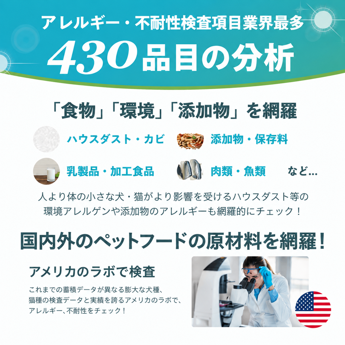 【獣医師推奨／業界最多430品目以上】犬・猫用 アレルギー／不耐性検査キット アレミッケ 1頭用